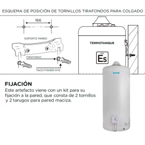 Termotanque Escorial Gas 80Lts Carga Superior Pie/Colgar - Imagen 4