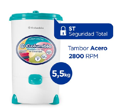 Secarropas Columbia Por Centrífugo HTS5503 5,5 kg Turquesa Oceano
