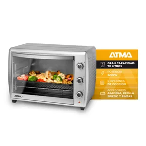 Horno Eléctrico Atma 70Lts HG7022P con Timer Gris Plata - Imagen 2