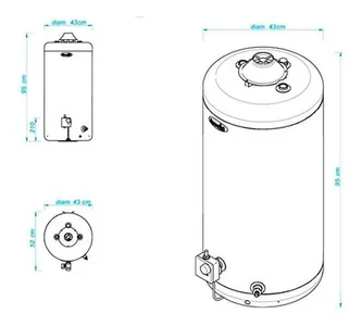 Termotanque Escorial Gas 80Lts Carga Superior Pie/Colgar - Imagen 5