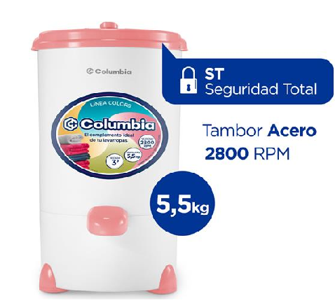 Secarropas Columbia Por Centrífugo HTS5501 5,5 kg Rosa Chic