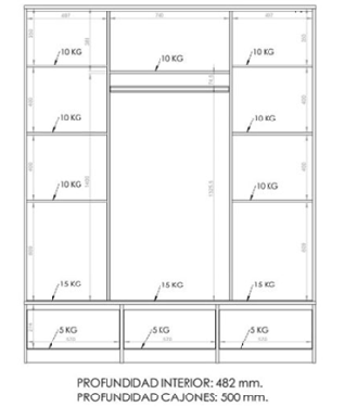 Placard Corredizo Dielfe 1.80 2 Puertas PC180 Blanco - Imagen 4