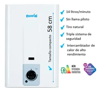 Calefón Tiro Natural Escorial CE-14LBL 14Lts - Imagen 7