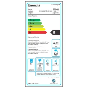 Lavarropas Drean Concept Fuzzy Logic Tech 5Kg Blanco Carga Superior - Imagen 10