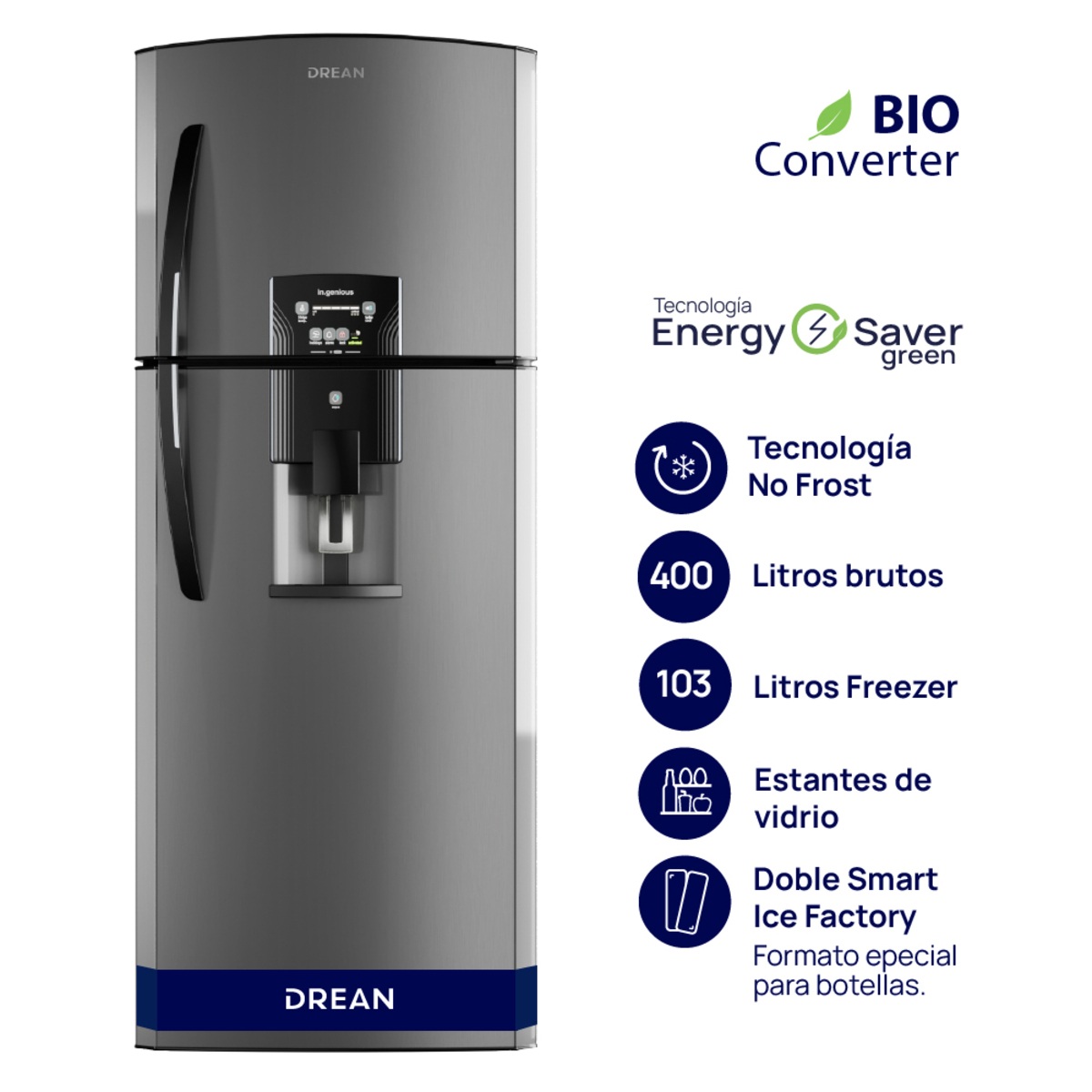 Heladera Con Freezer No Frost Drean Rdp400fzrt Grafito