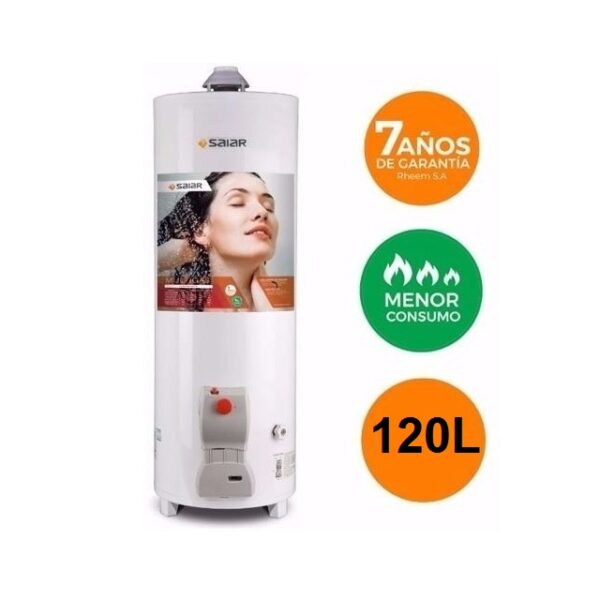 Termotanque a Gas Saiar 120 Lts Carga Superior Pie Blanco