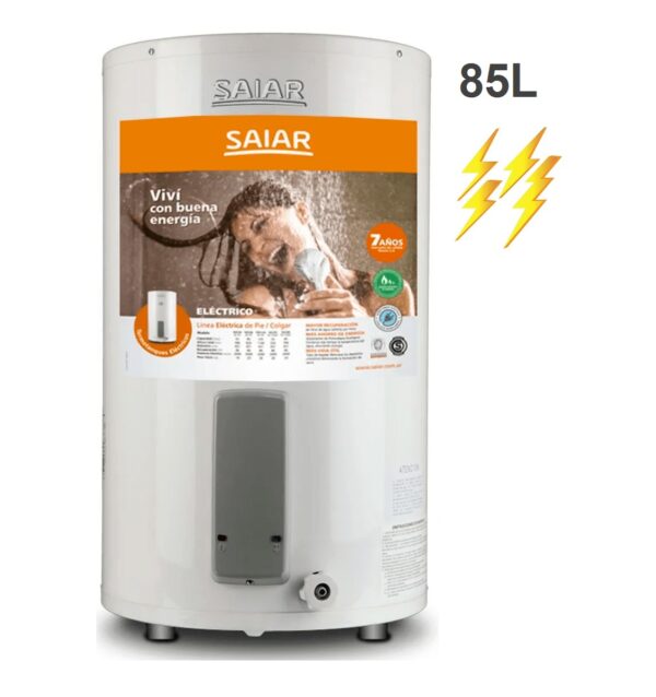 Termotanque Eléctrico Saiar 85 Lts Carga Superior Pie Blanco