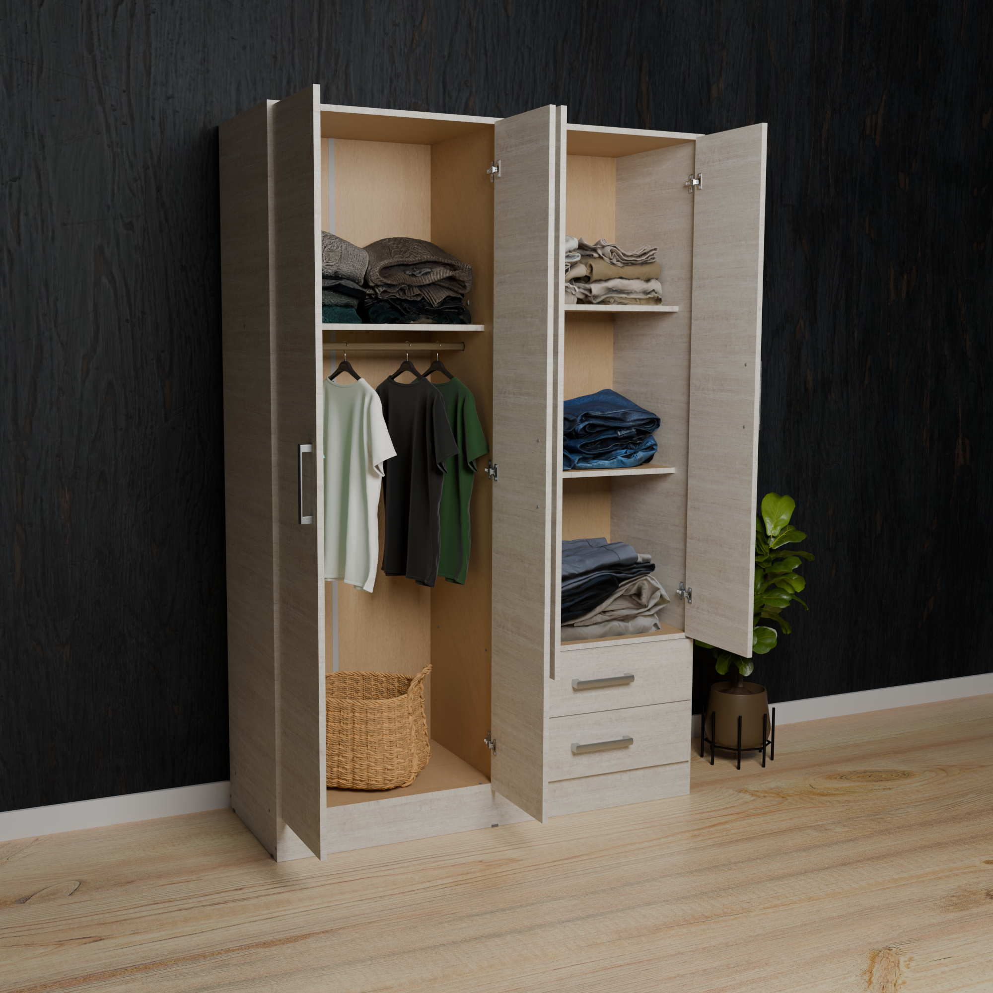 Placard Orlandi Bahía 120cm 4 Puertas 2 Cajones Venecia 3525 - Imagen 5