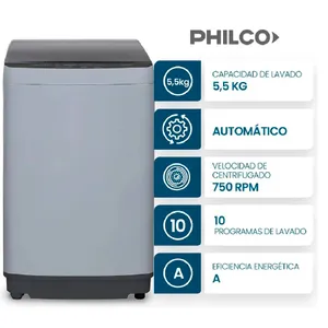 Lavarropas Philco 5.5kg Phcs07b 750rpm Gris
