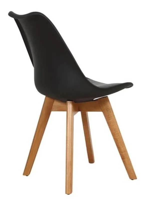 Silla Unican Eames Tulip Con Almohadon Base Madera Color Negro - Imagen 4