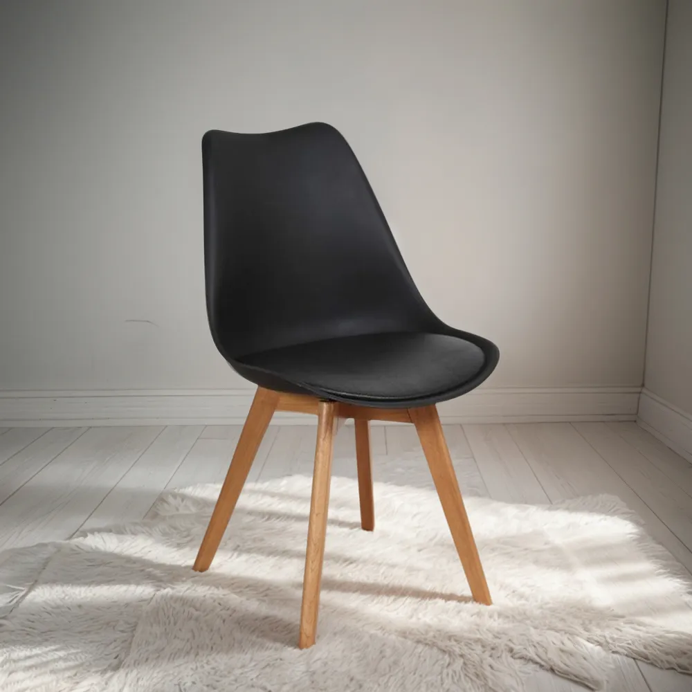 Silla Unican Eames Tulip Con Almohadon Base Madera Color Negro - Imagen 7