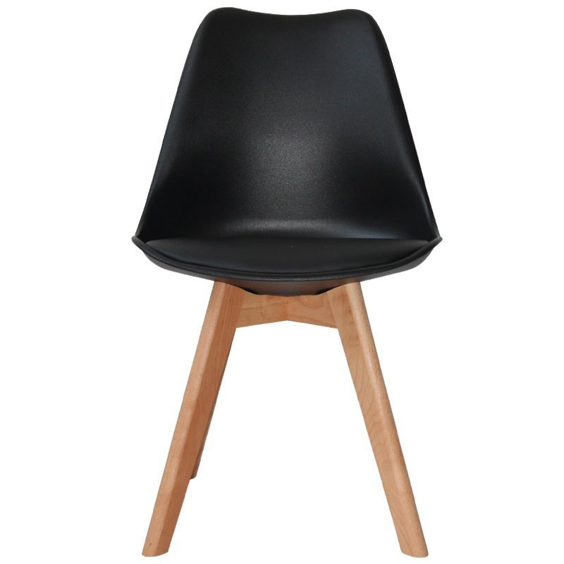 Silla Unican Eames Tulip Con Almohadon Base Madera Color Negro - Imagen 2