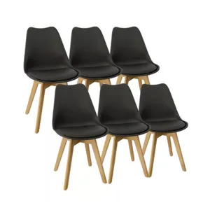 Silla Unican Eames Tulip Con Almohadon Base Madera Color Negro - Imagen 6
