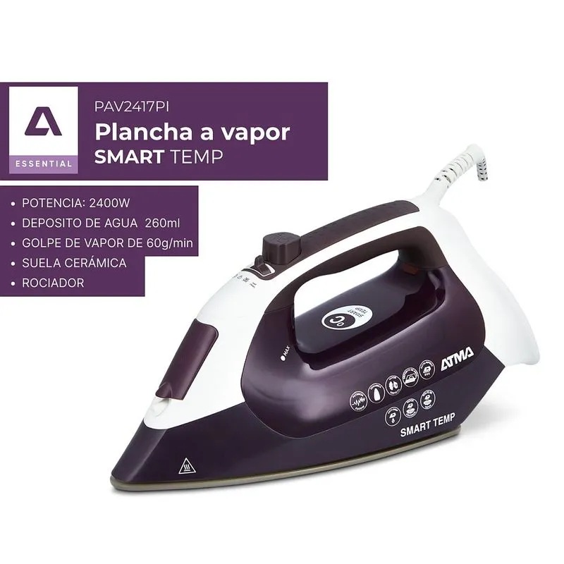 Plancha a Vapor ATMA PAV2417 Smart Cerámica 2400 W