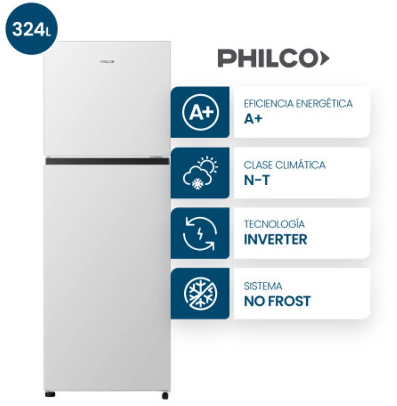 Heladera Philco PHNT324BDI 324 L No Frost Inverter Blanca