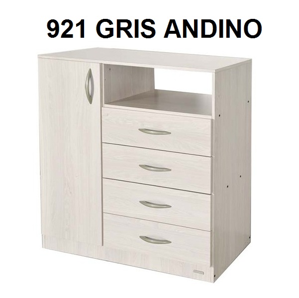 Chifonier 4 Cajones 1 Puerta Platinum 921 Gris Andino