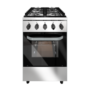 Cocina Morelli Saho Kuma 550 - 4 Hornallas, Frente Acero Inoxidable, Puerta Viso