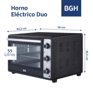 Horno Eléctrico BGH 55Lts Duo BHE55M23N Negro - Imagen 3