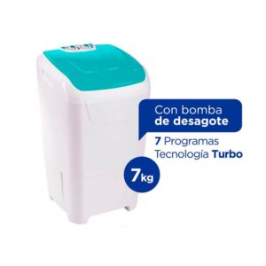 Lavarropas Semiautomático Columbia 7kg LSC 7001 con Bomba de Desagote