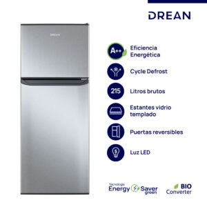 Heladera Drean RZD215PVARX0 con freezer Cíclica 215 L Inox
