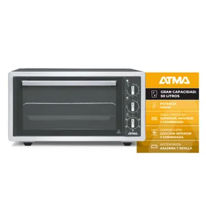 Horno Eléctrico ATMA 50Lts HGA5021N Negro Con Acero Grill Electrico