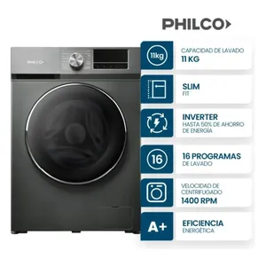 Lavarropas Automático Carga Frontal Inverter Philco 11 Kg 1400 RPM PHLF111GN2