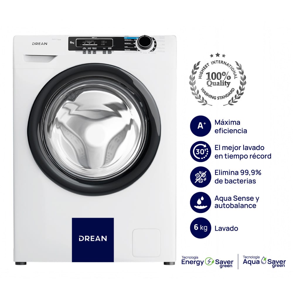 Lavarropas Automatico Drean 6Kg 800Rpm Carga Frontal Blanco