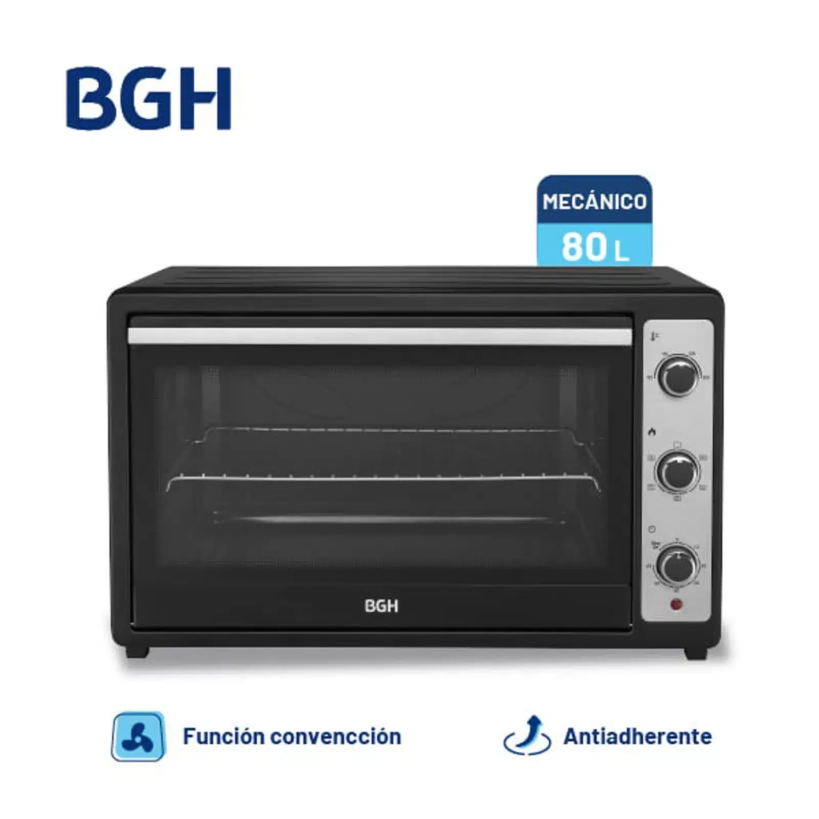 Horno Eléctrico Bgh 80l Bhe80m25n C/convección 2200w Negro - Imagen 3