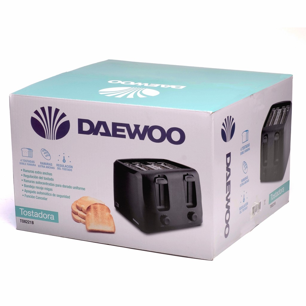 Tostadora Daewoo TO8221B 4 Panes 1400W 6 Niveles Negra - Imagen 2