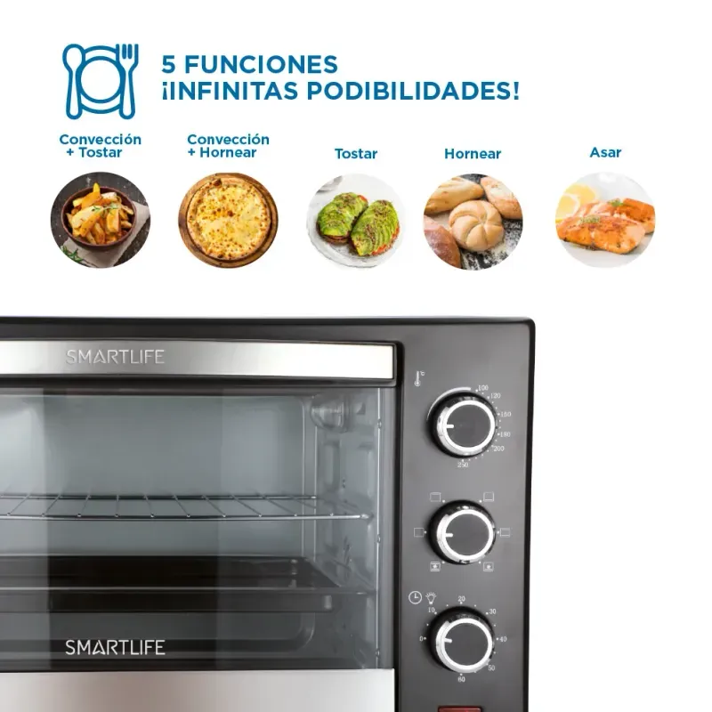 Horno Eléctrico Smartlife 50l Sl-to0050 C/convección 1600w - Imagen 8