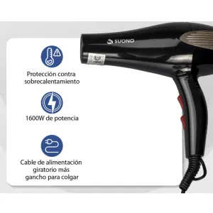 Secador De Pelo Suono Acc0066 1600w Frío/calor Negro - Imagen 2