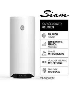 Termotanque Eléctrico Siam 80L Tsi-tg080bm1 Inferior/colgar