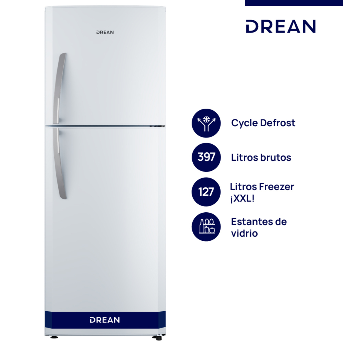 Heladera Drean 397l Hdr400f C/freezer Cíclica Blanca
