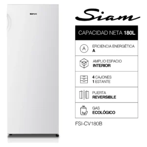 Freezer Vertical Siam 166l Fsi-cv180b Cíclico Blanco