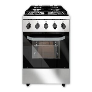 Cocina Morelli Saho Kuma 550 - 4 Hornallas, Frente Acero Inoxidable, Puerta Viso