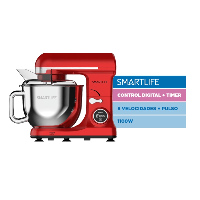 Batidora Planetaria Smartlife SL-SB0037R Rojo 1000 W Bowl De 5 Lts