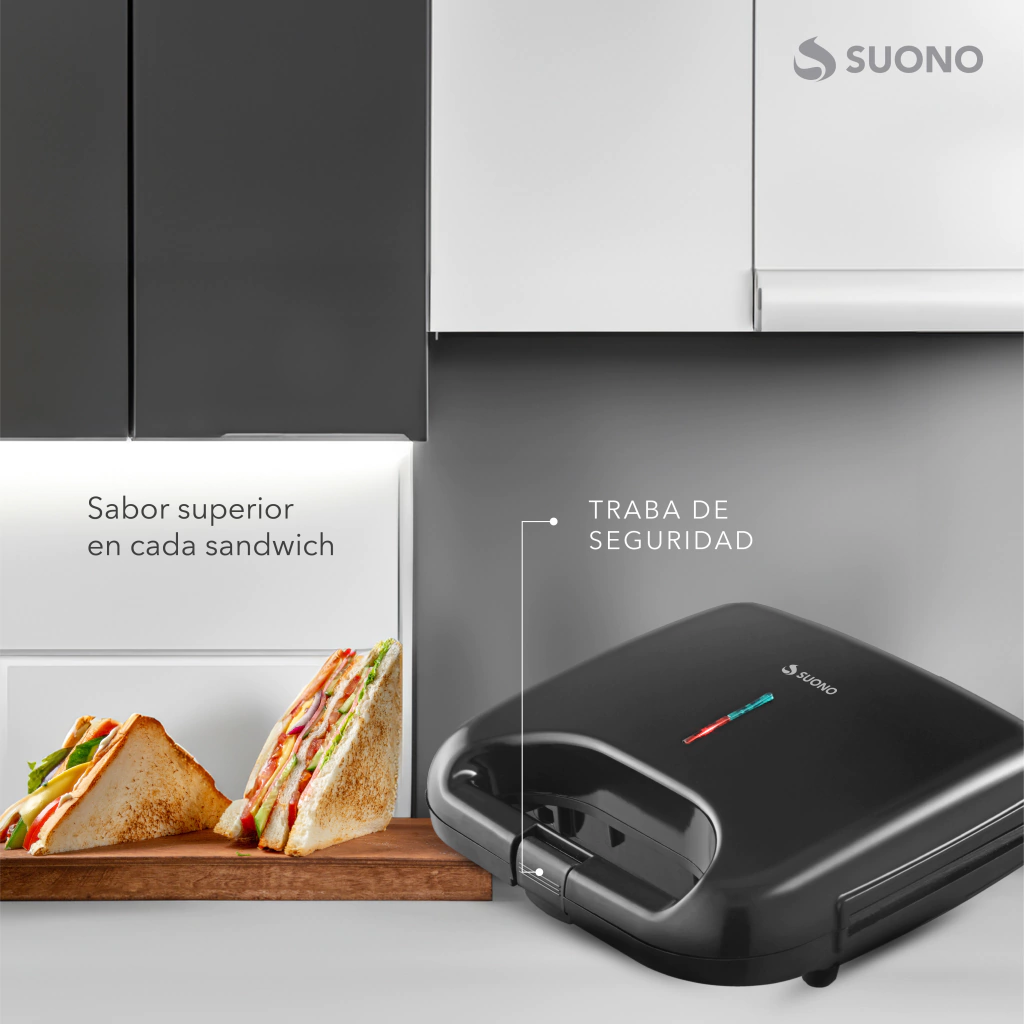 Sandwichera Eléctrica Suono Hog0225neg 750w Antiadherente - Imagen 4
